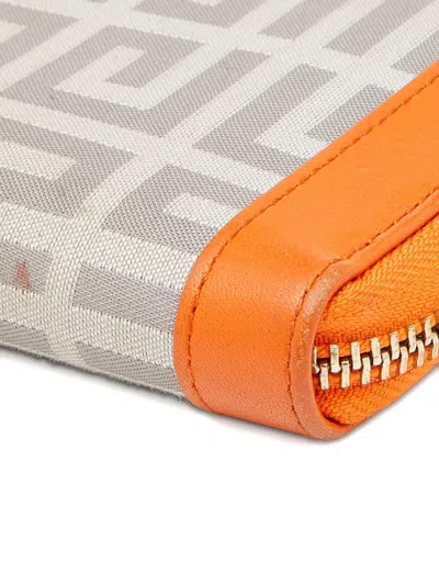 Pre-owned Givenchy Monogram-canvas Zip-around Wallet In Gray
