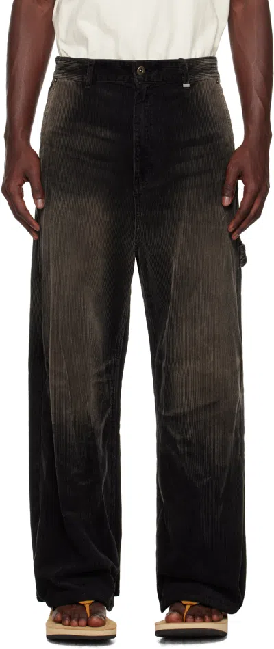 We11 Done Black Vintage Wash Corduroy Trousers In Black