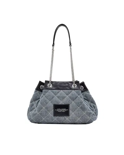 Marc Jacobs The Quilted Denim Chain Sack Bag In Gray