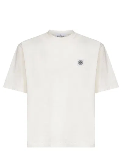 Stone Island Ivory Combed Organic Cotton Jersey T-shirt In Neutral