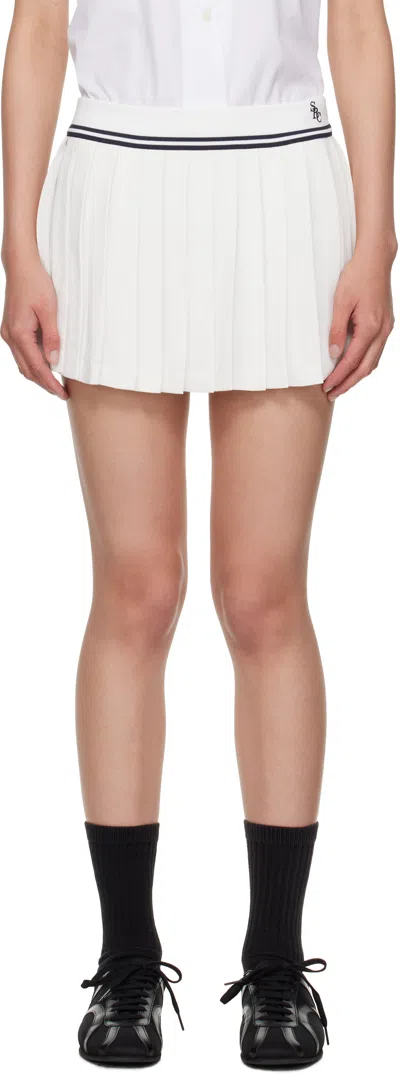 Sporty And Rich Pleated Panelled Skirt In White