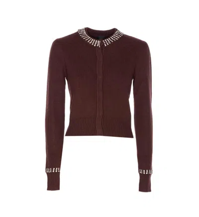 Pinko Crystal-embellished Cardigan In Red