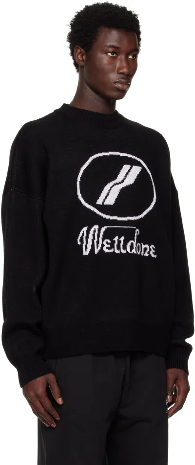 We11 Done Black Jqd Sweater In Black