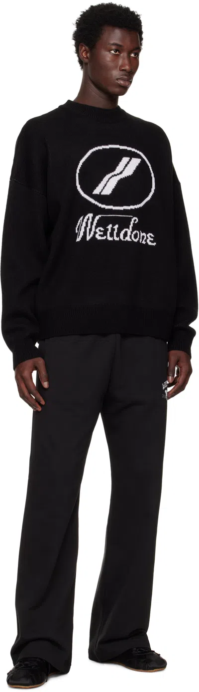 We11 Done Black Jqd Sweater In Black