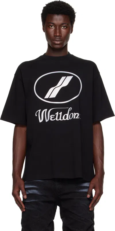 We11 Done Destroyed Reverse Logo Cotton T-shirt In Black