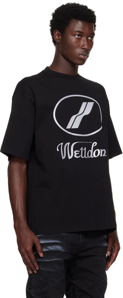 We11 Done Destroyed Reverse Logo Cotton T-shirt In Black