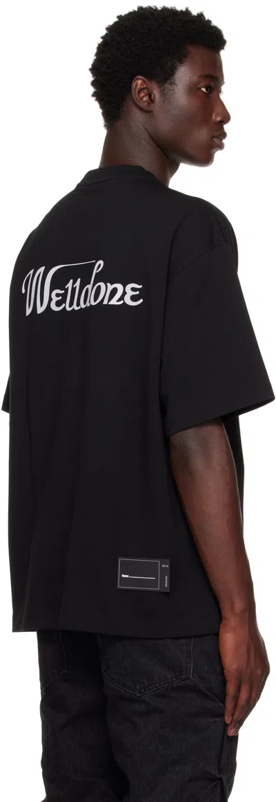 We11 Done Destroyed Reverse Logo Cotton T-shirt In Black