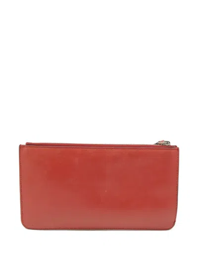 Pre-owned Fendi Faces Leather Coin Purse In Red
