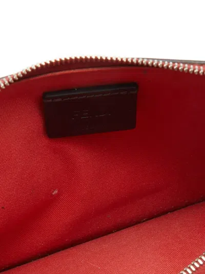 Pre-owned Fendi Faces Leather Coin Purse In Red