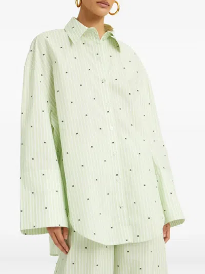 Rotate Birger Christensen Striped Poplin Shirt In Burgundy
