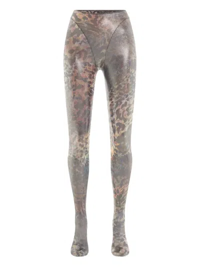 Mugler Printed Leggings In Gray