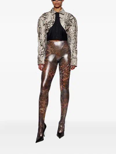 Mugler Printed Leggings In Gray