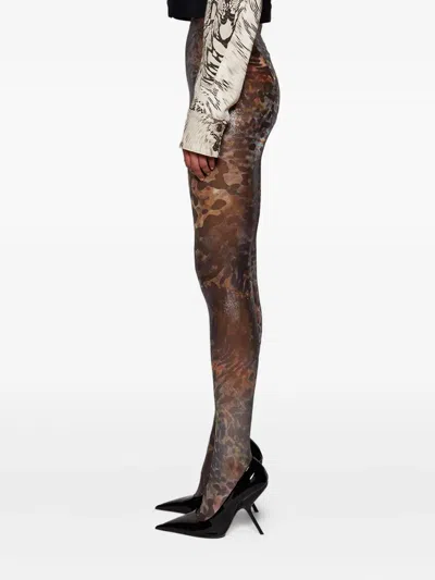 Mugler Printed Leggings In Gray