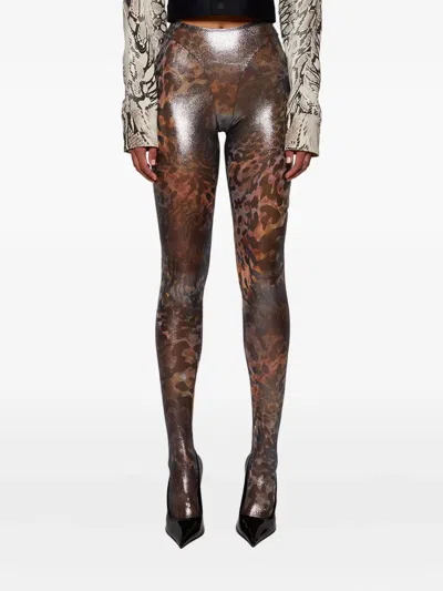 Mugler Printed Leggings In Gray