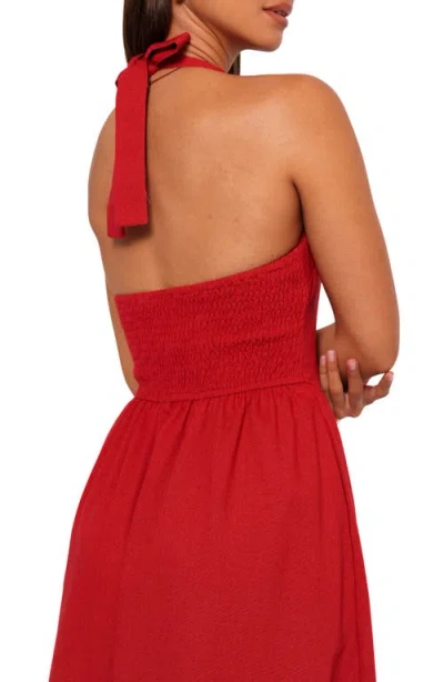 Petal And Pup Petal & Pup Ramona Linen Halter Midi Dress In Red