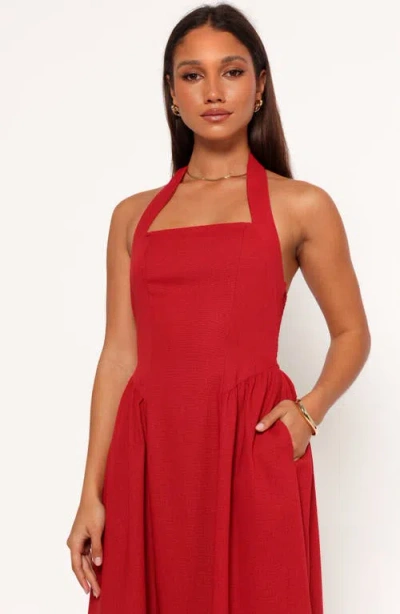 Petal And Pup Petal & Pup Ramona Linen Halter Midi Dress In Red