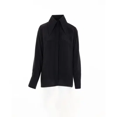 Zamsee Women's Cupro Shirt With Large Collar - Black