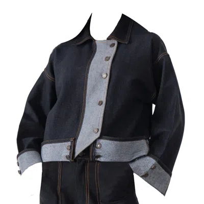 Up-fuse Women's Drop-shoulder Denim Jacket - Black
