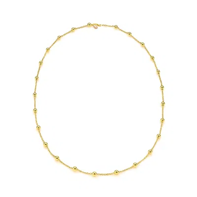 Unaloe Women's Modern Necklace In Sterling Silver With Polished Beads, Gold-plated