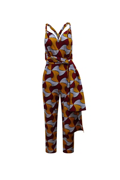 Oliveankara Women's White / Red / Yellow Chinwe Tapered Leg Infinity Jumpsuit - Red Yellow White Santana African