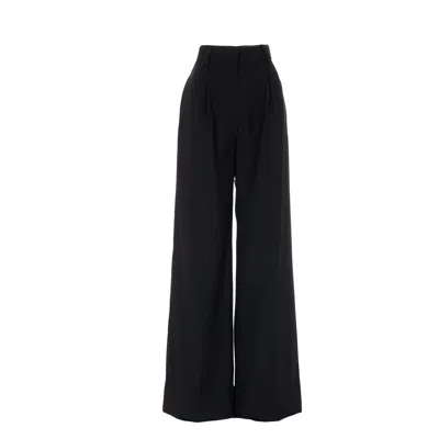 Zamsee Women's Wool Wide Leg Trousers - Black