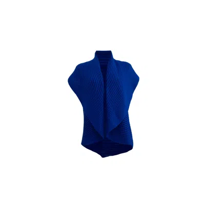 Süel Knitwear Women's Wide Collar Ribbed Circle Vest Royal Blue