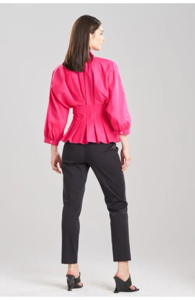 Natori Cotton Silk Slub Pleated Shirt In Purple