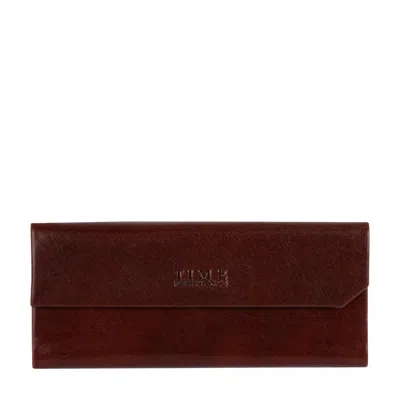 Time Resistance Foldable Brown Leather Glasses Case For Women - The Riddle Of The Sands