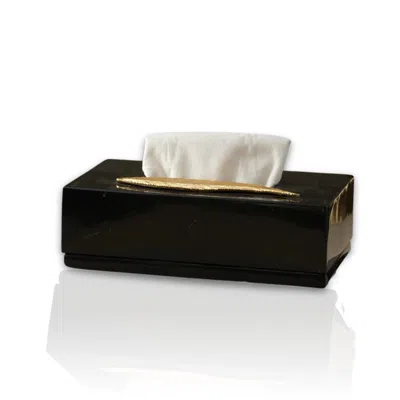 Marleth Gold / Black Black Marble Tissue Box With Brass Detail