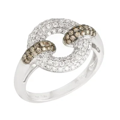 Artisan Women's White / Brown White Gold Champagne & White Diamond Interlocking Circle Ring