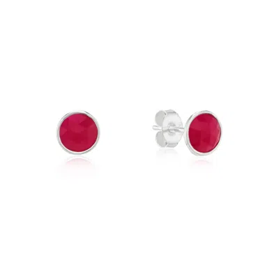 Auree Jewellery Women's Pink / Red / Silver Savanne Sterling Silver & Fuchsia Pink Chalcedony Stud Earrings