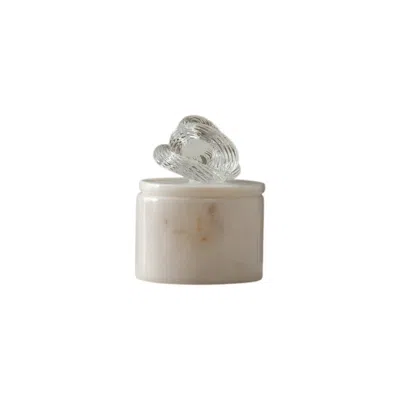 Marleth Women's White Glass Knot Small Marble Box – Handcrafted Decorative Jar