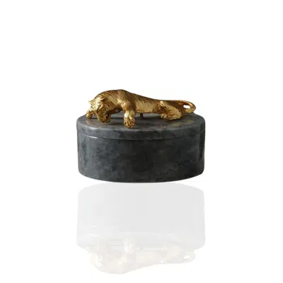 Marleth Gold / Grey Golden Tiger Marble Box, Handcrafted Decorative Storage