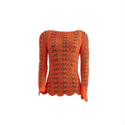 Süel Knitwear Women's Orange / Red Long-sleeved Twin-lace Sweater Quarz
