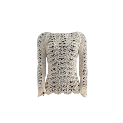 Süel Knitwear Women's Neutrals Long-sleeved Twin-lace Sweater Cream