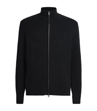 Samsoe & Samsoe Funnel-neck Zip-up Sweater In Black