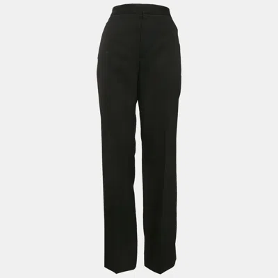 Pre-owned Givenchy Black Wool Wide Leg Trousers M