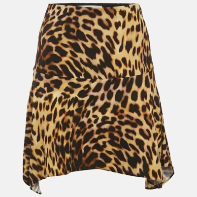 Pre-owned Stella Mccartney Black/brown Tortoise Shell Print Satin Envers Mini Skirt Xs