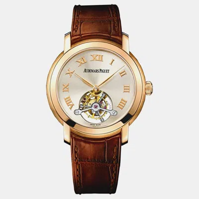 Pre-owned Audemars Piguet Jules 26561or.oo.d088cr.01 Manual Winding Silver 18k Rose Gold Men's Wristwatch 39 Mm
