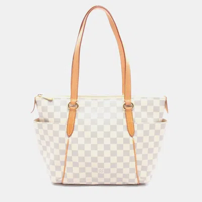 Pre-owned Louis Vuitton Totally Pm White Damier Azur Canvas Tote
