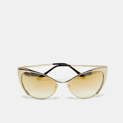Pre-owned Tom Ford Gold Gradient Mirrored Tf304 Natasya Cat Eye Sunglasses