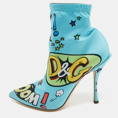 Pre-owned Dolce & Gabbana Multicolor Stretch Fabric Comic Book Sock Boots Size 38