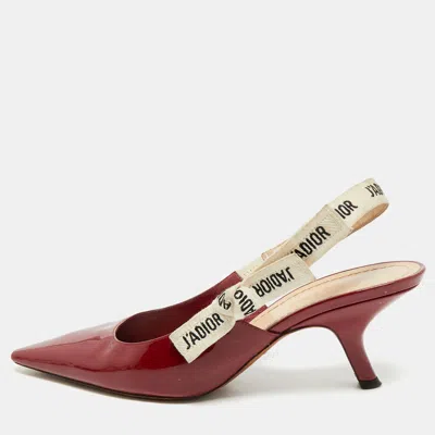 Pre-owned Dior Red Patent Leather J'a Slingback Pumps Size 39.5