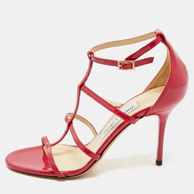 Pre-owned Jimmy Choo Neon Pink Patent Leather Thistle Open Toe Sandals Size 36