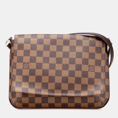 Pre-owned Louis Vuitton Brown Damier Ebene Musette Tango Long Strap Bag