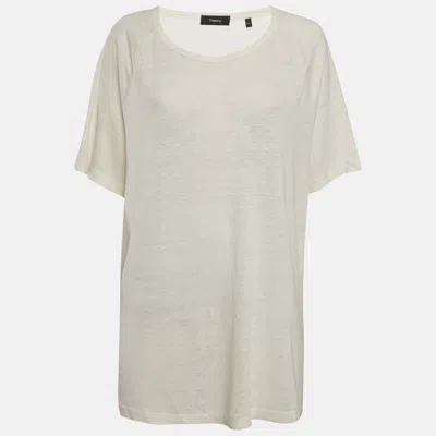 Pre-owned Theory Off-white Linen Jersey Top Xxl