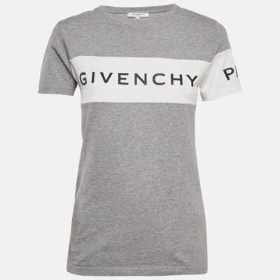 Pre-owned Givenchy Kids Grey Logo Print Jersey T-shirt 12+ Yrs In Gray
