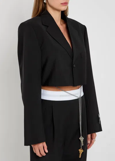 Alexander Wang Chain-embellished Cropped Wool-blend Blazer