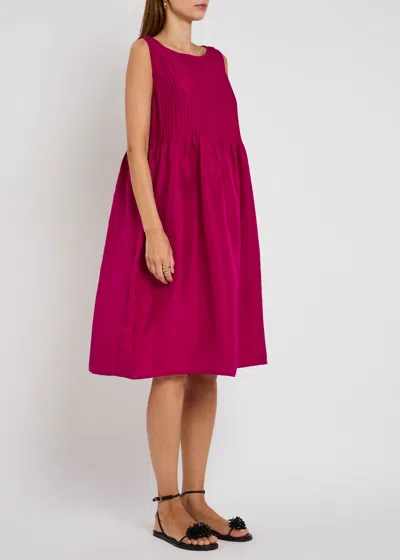 Eileen Fisher Sleeveless Pintuck Silk Midi Dress In Burgundy