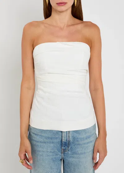 Tove Izel Bandeau-leinenoberteil In White